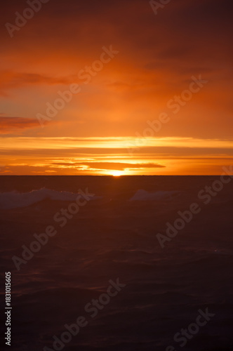 Winter storm with rough seas on the shores of the Bothnian Sea in Pori, Finland