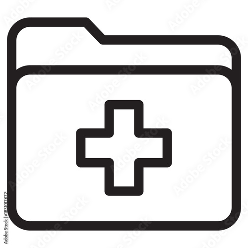 Medical Records Folder Icon Healthcare Patient Information Hospital Data Clinic Documents Health Plus Symbol Medicine