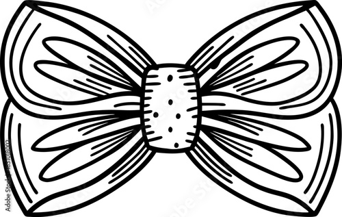 Elegant bow knot outline illustration with decorative ribbon and simple monochrome ornamental design
