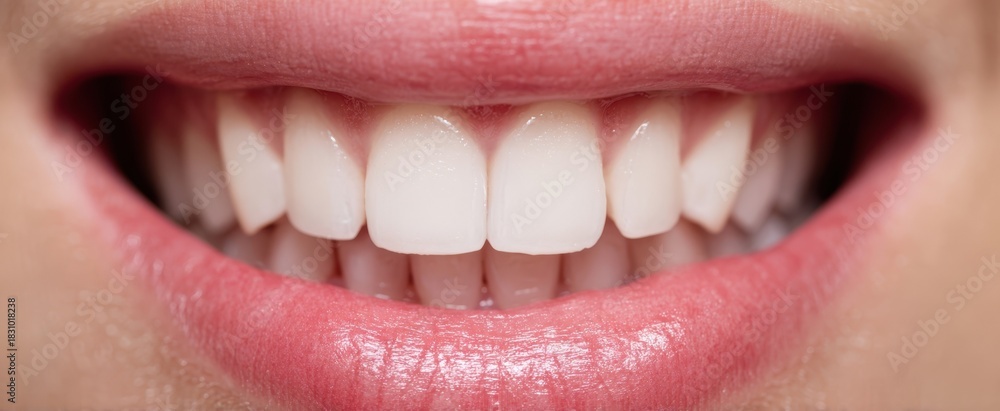 Obraz premium The Smile Close-Up of Healthy White Teeth and Natural Pink Lips