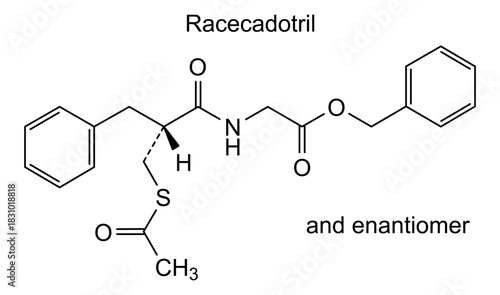 Racecadotril, chemical structure of racecadotril, drug substance