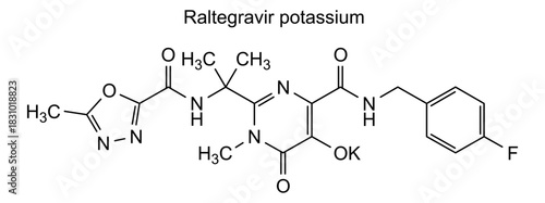 Raltegravir potassium, chemical structure of raltegravir potassium, drug substance