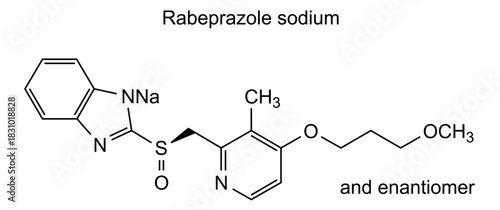 Rabeprazole sodium, chemical structure of rabeprazole sodium, drug substance