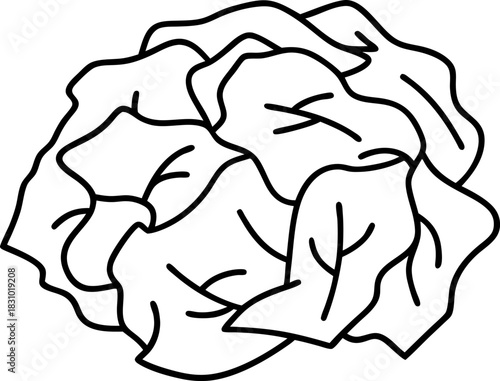 Outline illustration of lettuce leaves simple salad ingredient icon for healthy food concepts