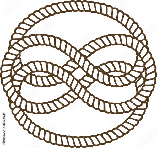 Intricate infinity knot rope circle symbol decorative looped cord emblem for unity and continuity design