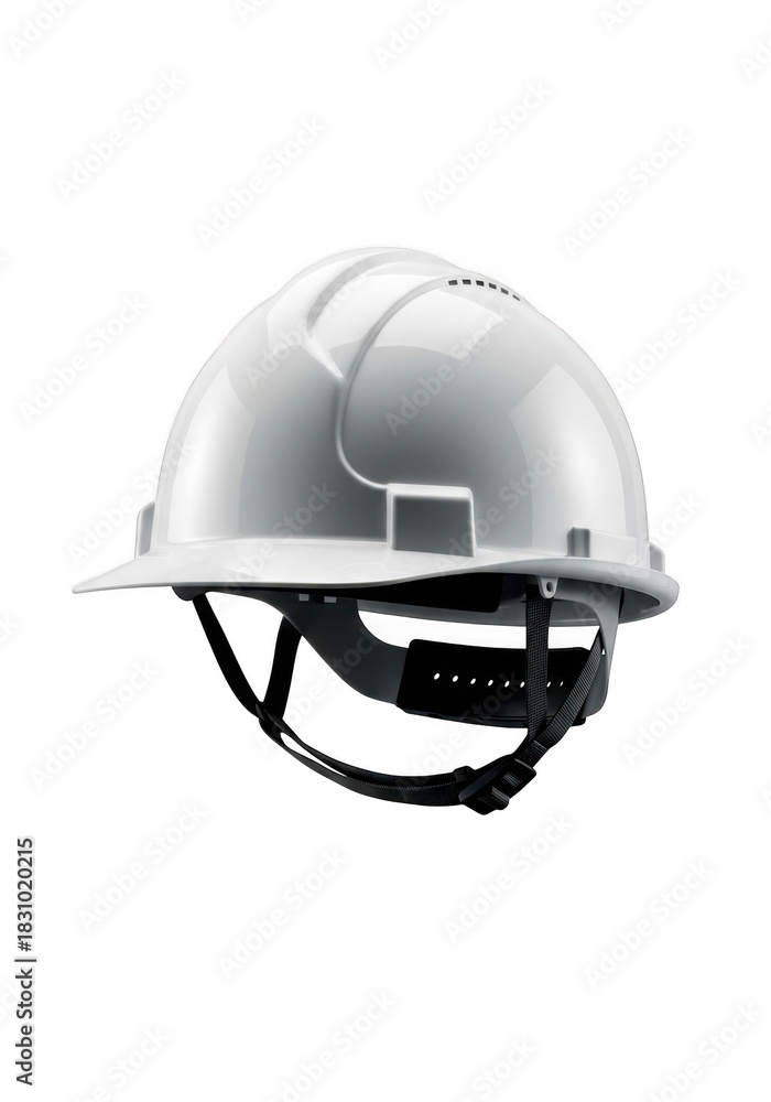 Fototapeta premium White hard hat construction safety helmet isolated on transparent background
