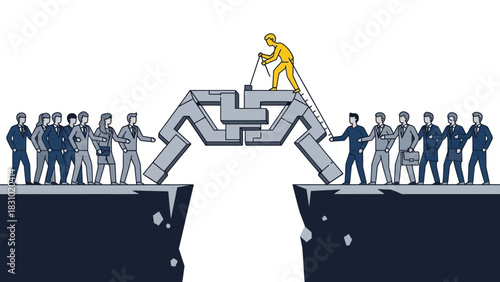 Visionary Leader Constructing Strategic Infrastructure to Overcome Complex Corporate Challenges or Market Divide