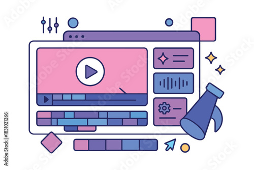 Digital video editing software interface with timeline and playback controls