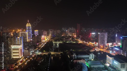 Wallpaper Mural Xining City Nightscape - Aerial Urban Photography with Illuminated Skyline Torontodigital.ca