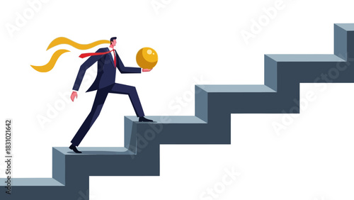 Ambitious Professional Securing Valuable Asset While Escalating Career Success