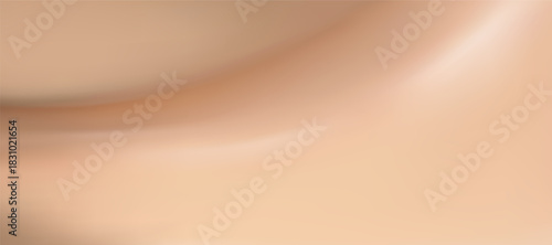 Luxury nude liquid gradient background with beige and brown foundation creamy texture. Silk wallpaper in peach, and vanilla gradation. Elegant bg with soft waves. 3d vector cosmetic poster