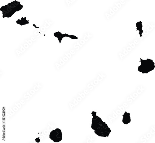 Cape Verde map silhouette vector illustration of the African island nation isolated on a white background