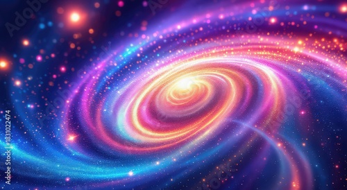 Fototapeta Naklejka Na Ścianę i Meble -  abstract image featuring a vibrant, glowing spiral galaxy or nebula.