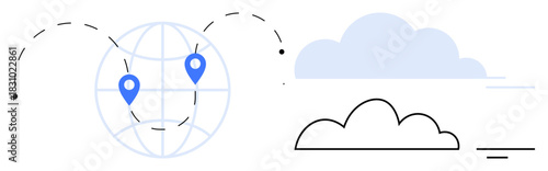 Global connectivity. Abstract globe with location markers and a cloud symbol global connectivity. Perfect for technology, communication, cloud computing, networking, and logistics content