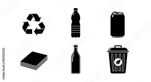 Go Green with this Recycling Set Featuring Classic Symbols and Reusable Items for an Eco-Conscious Lifestyle that Promotes Sustainability