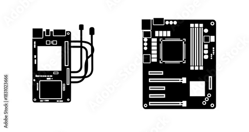 Electronic components for computer hardware projects offering possibilities for developers with a modern, clean style and minimalist design