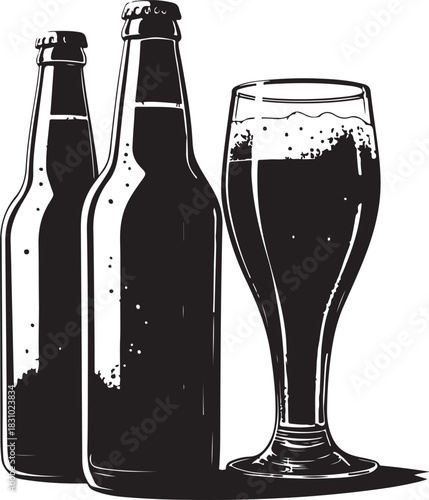 Vintage stylish Beer Glasses Illustration |Beer Vector Design