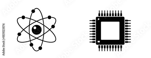 Futuristic technology showcasing atomic structure with electronic chip design, perfect for science, technology, and innovation projects and presentations