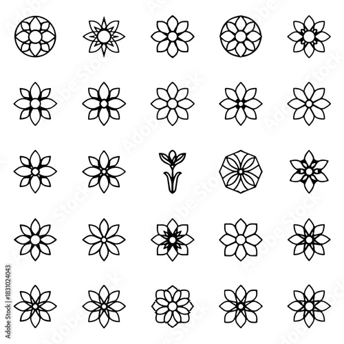 Collection of floral outlines