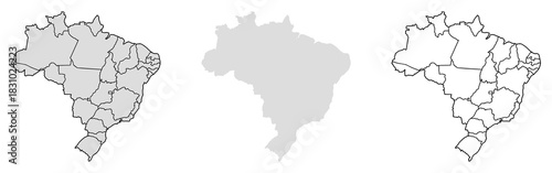 Brazil vector map with state borders for geography, education and data visualization.
