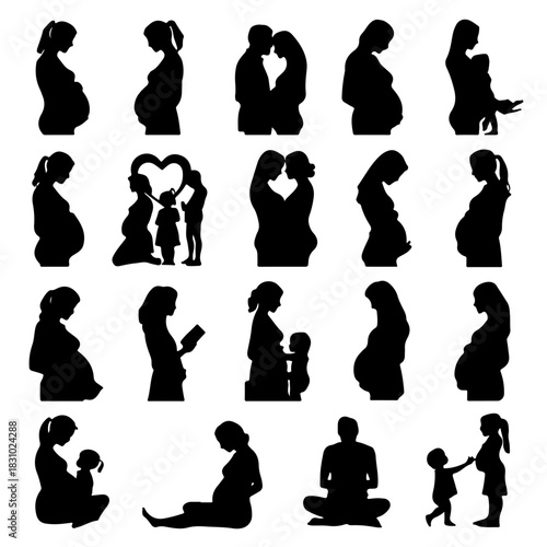 Silhouettes of pregnant women