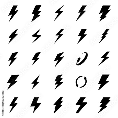 Black lightning bolt symbols