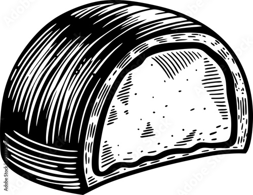 Rustic semi hard cheese wedge illustration vintage engraved dairy food etching, hand drawn farm product sketch