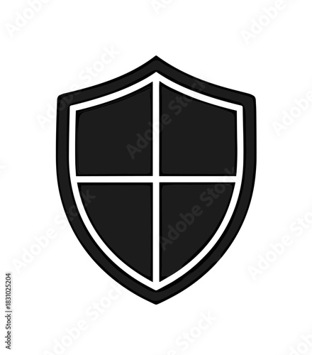 Secure your brand with this bold black shield icon, perfect for cybersecurity, protection, and trustworthiness in your next project