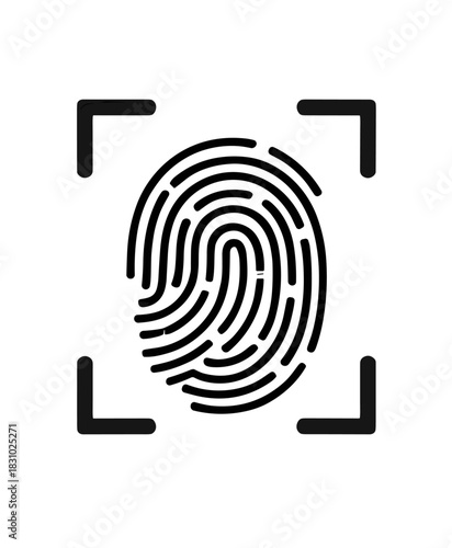 Sleek black fingerprint scan icon for modern security and identity verification systems with biometric authentication and high tech protection