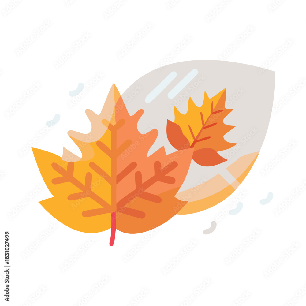 Fototapeta premium autumn colored fall leaf texture on transparent background overlay
