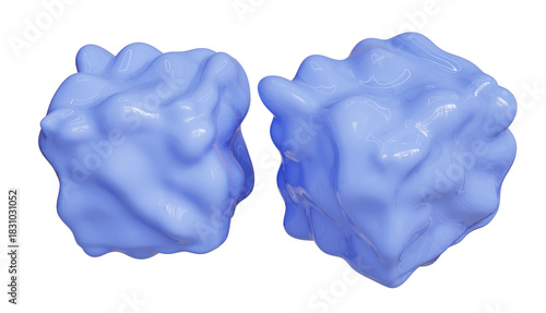 Blue Abstract 3D Rendered Volumetric Shape Structure, Isolated PNG Object with Transparent Background, Conceptual Illustration for Scientific or Medical Visualization.