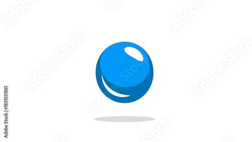 A blue sphere with a white highlight casting a shadow