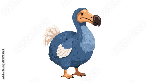A cartoon dodo bird in profile view against a white background