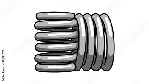 A cartoon illustration of a silver coil spring