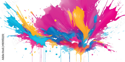 Abstract watercolor splash art design with colorful ink spots and artistic grunge pattern