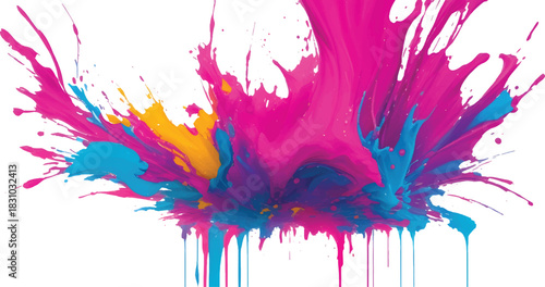 Colorful abstract watercolor paint splashes and ink splatter artistic design texture