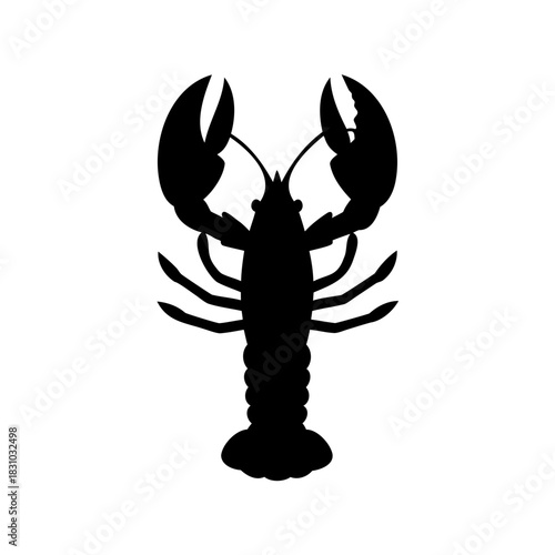 Silhouette of a lobster against white background showing black crustacean form