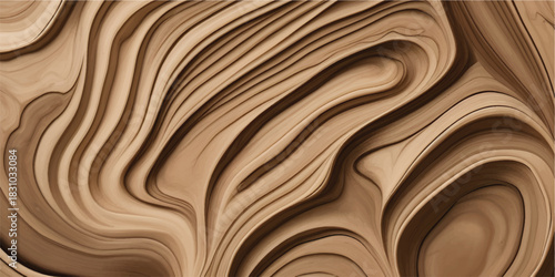 Layered Beige Curved Paper Sculpture With Smooth Organic 3D Flow and Elegant Depth Forming a Premium Modern Abstract Background Texture