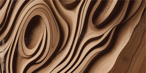 Beige Paper Carved Abstract Wave Layers With Soft Organic Motion and Deep Fluid 3D Texture for Luxury Modern Background Design