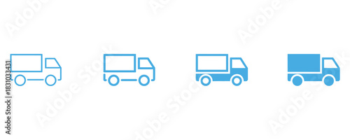 Modern delivery truck icon set for transportation and logistics designs, perfect for websites, apps, and branding with a clean professional look