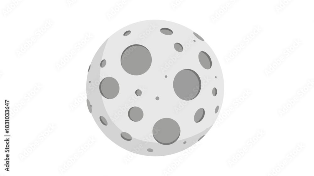 Obraz premium A flat cartoonish illustration of the moon with craters