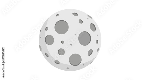A flat cartoonish illustration of the moon with craters