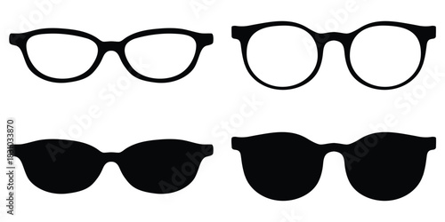 Eyeglasses & Sunglasses Icon Set – Outline and Filled Vector for Fashion, Optical Accessories & 
Glass Frame Collection