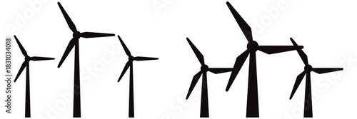 Wind Turbine Icon Set – Clean Outline Vector for Renewable Energy, Sustainable Power & Green 
Technology