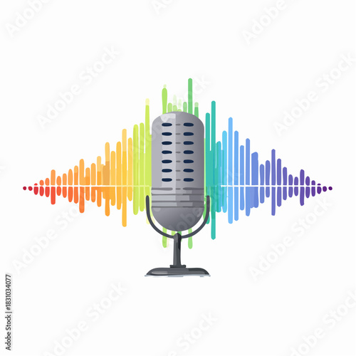 Colorful Audio Wave with Microphone