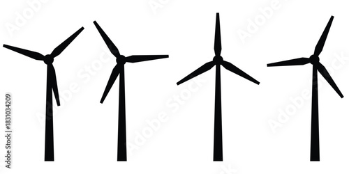 Wind Turbine Icon Set – Clean Outline Vector for Renewable Energy, Sustainable Power & Green 
Technology