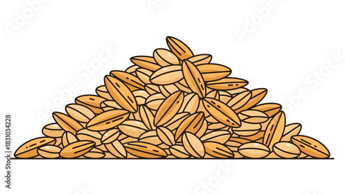 A pile of dried grains on a white background