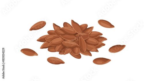 A pile of flax seeds with several scattered around