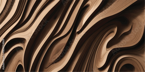 Luxury Deep Carved Brown Layered Wave Texture with Dramatic Organic Contours for Premium Abstract Background and Artistic Decoration
