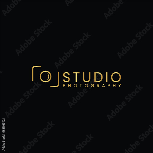 Golden Color Studio Photographer Logo vector. Minimalist photography logo. Creative Photography Logo.